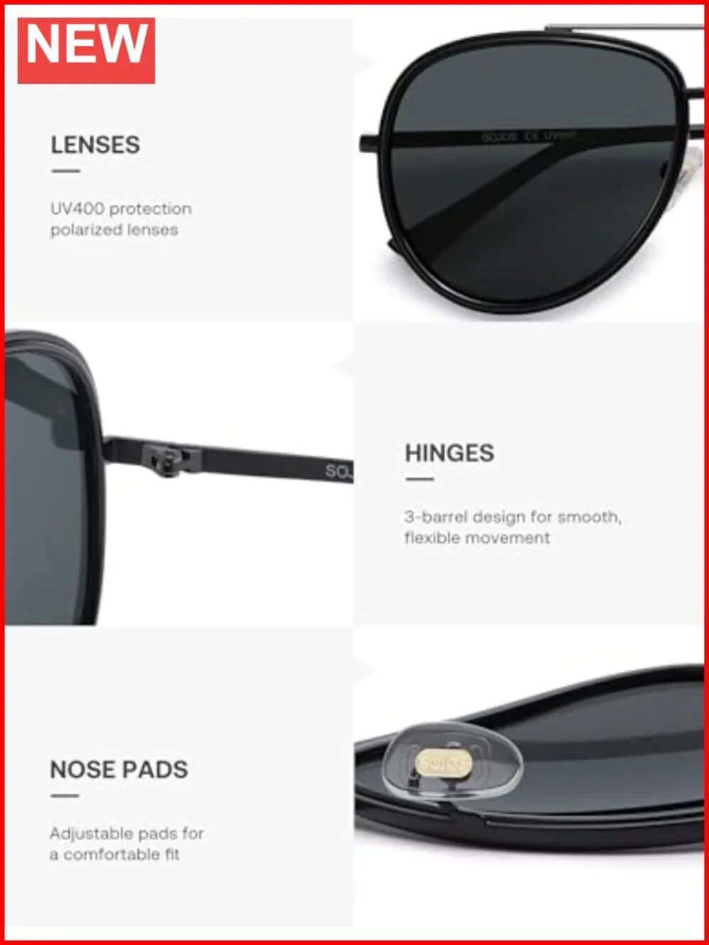 Oversized Polarized Aviator Sunglasses UV400 Unisex Metal Frame